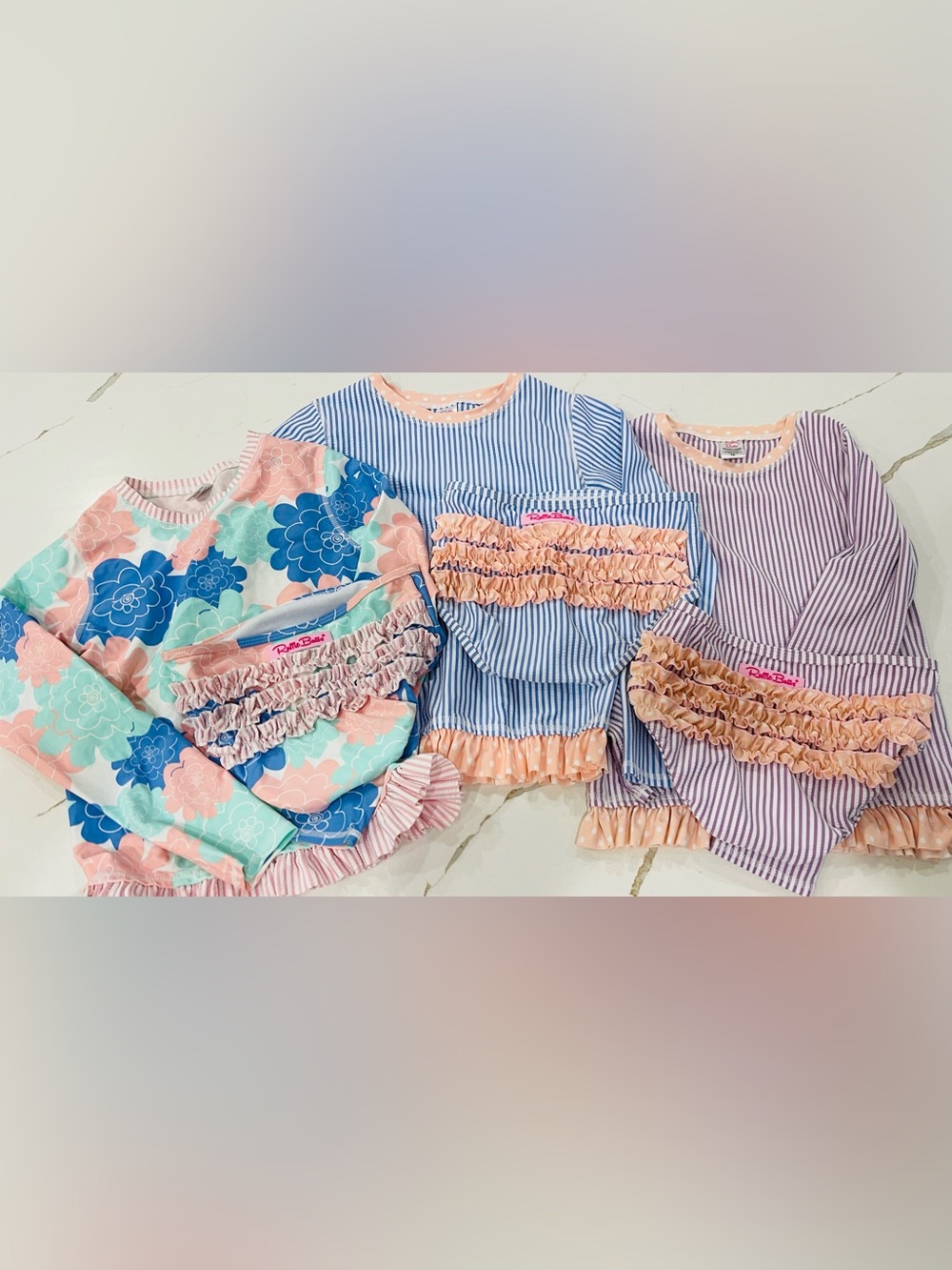 Three Ruffle Butts long-sleeve bathing suits - size 10